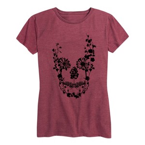 Women's - Instant Message - Floral Skull Short Sleeve Graphic T-Shirt - 1 of 4