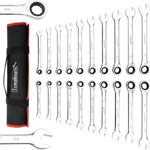 COZONY 20-Piece Ratchet Spanner Set — SAE 1/4-3/4" & Metric 6-19mm, Flex-Head 72 Teeth, Cr-V Steel with Tool Bag for Home & Car Repair - 1 of 4