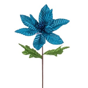 Vickerman 22" Velvet Glitter Trim Poinsettia - 1 of 1
