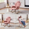 Aukfa Soft Teddy Fabric Rocking Chair w/Pocket - Ergonomic Nursery Glider, Solid Wood Base, 256LB Capacity for Living Room & Bedroom - 3 of 4