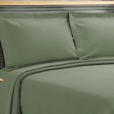Sage Green Cotton King Bedspread and Pillow Sham Set
