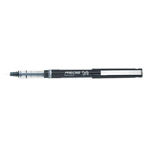 Pilot Precise V5 Roller Ball Stick Pen, Needle Point, 0.5mm Extra Fine - Black Ink (12 Per Pack)