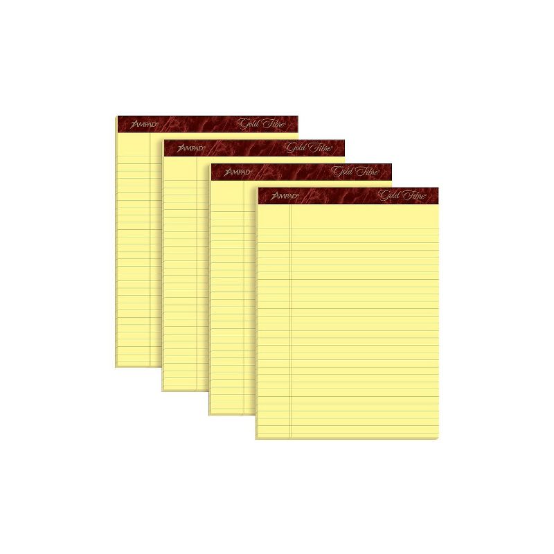 Ampad Gold Fibre Writing Pads Legal/Wide 8 1/2 x 11 3/4 Canary 50 Sheets 4/Pack 20032, 5 of 10