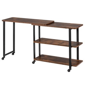 Tangkula Sofa Side Table w/Storage Shelves Mobile End Table Rolling Couch Table Desk for Living Room Bedroom - 1 of 4