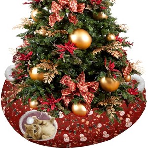 Cat Tunnel Bed- Decorative Christmas Style with Snowman and Glove Patterns - Red Color Perfect for Festive Felines - 1 of 4