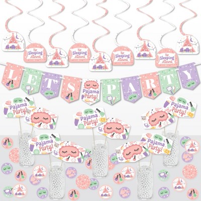 Big Dot of Happiness Pajama Slumber Party - Girls Sleepover Birthday Party Supplies Decoration Kit - Decor Galore Party Pack - 51 Pieces