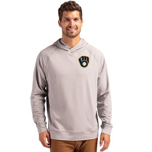 Milwaukee Brewers Cutter & Buck Adapt Knit Recycled Mens Heathered Hooded Pullover - 1 of 1