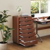 Costway 7-Drawer Chest Mobile File Cabinet Vertical Filing Organizer with Lockable Wheels Walnut/Brown/White/Black - 2 of 4