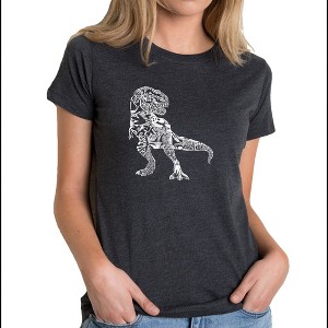 LA Pop Art Women's Premium Blend Word Art T-shirt - Dino Pics - 1 of 4