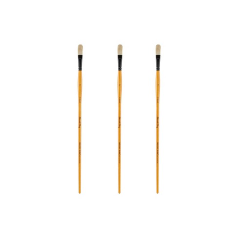 Mimik Hog Professional Synthetic Bristle Brush, Bright Size #6 - 3 Pk