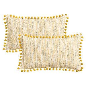 REGALWOVEN Fade-Resistant Chenille Boho Decorative with Pom-poms Throw Pillow Covers 2 Pcs - 1 of 4