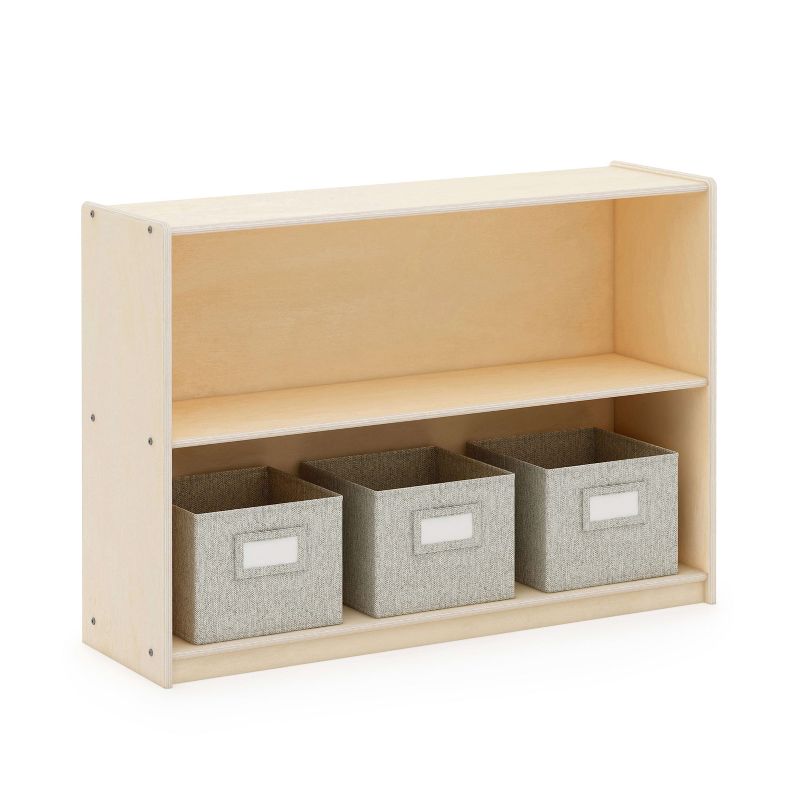 Guidecraft EdQ 2-Shelf Open Storage 30": Children's Wooden Home and Classroom Bookshelf with Fabric Bins, Kids' Toys and School Supply, 2 of 7