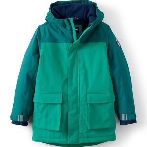 Lands' End Kids Squall Waterproof Insulated Winter Parka - X-Small - Dark Green Colorblock - 1 of 3