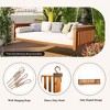 Vynxaria Patio Minimalist Twin Size Garden Swing Bed Wood Porch Swing with Ropes for Backyard, Safe Sloped Design, Teak - 4 of 4