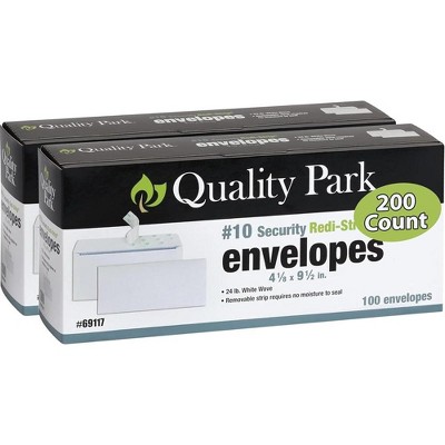 Quality Park #10 Security Envelopes, No Window, Redi-Strip Self Seal Envelopes, 24-lb White Wove, 4-1/8" x 9-1/2"