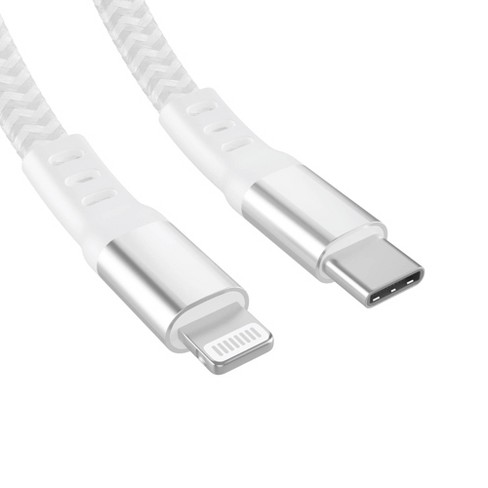 Just Wireless 6' Ultra Braided Lightning to USB-C Flat Cable - Dove