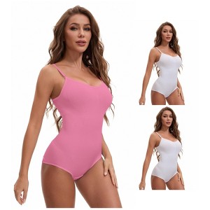 INSPIRE CHIC 3 Packs Women's Scoop Neck Sleeveless Seamless Bodysuit Tummy Control Briefs Body Shaper - 1 of 4