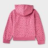 Kids' Adaptive Zip-Up Fleece Hoodie Sweatshirt - Cat & Jack™ Pink Rose - 2 of 4