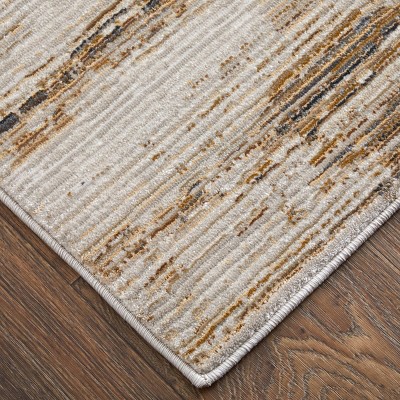 Beige and Brown Abstract Flat Woven Viscose Rug
