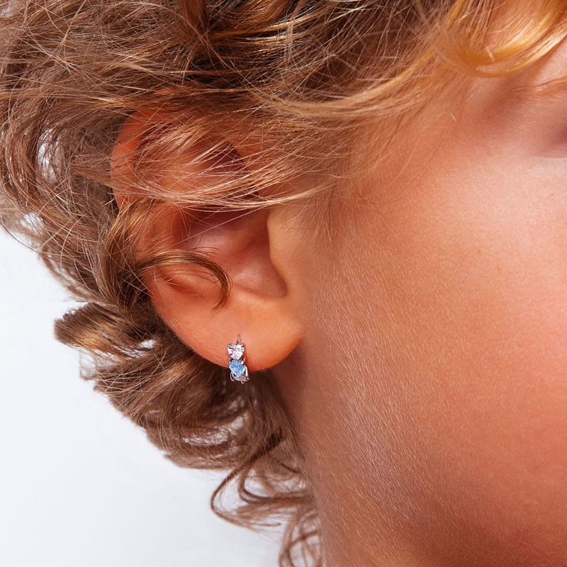 Girl's Cascading CZ Heart Hoop Sterling Silver Earrings - In Season Jewelry, 4 of 9