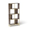 CAVINAS Bookcases for Living Room 4 Tier Asymmetrical Shelf Design Bookcase Display Storage Shelf with Rustic Wood - 2 of 4