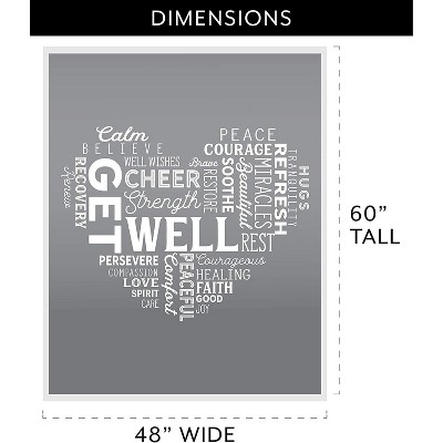 Decorae Gray Healing Thoughts Blanket, Get Well Fleece Throw, 5 x 4 Foot