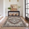 Washable Vintage Medallion Rug Non Slip Low Pile Rug Soft Retro Floor Cover Foldable Indoor Carpet for Living Room Bedroom Home Office - 2 of 4