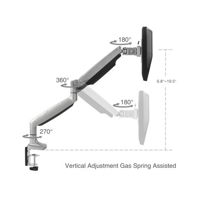 Silver Aluminum Adjustable Desk-Mount Monitor Arm