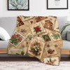 FIONECA Nostalgic Christmas Stamp Collage Blanket with Poinsettia and Holly Design Warm Cozy Holiday Decor Throw 30x40 inches - 3 of 4