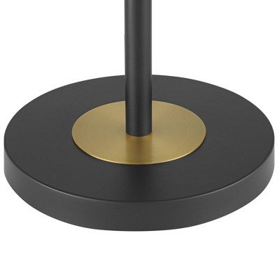 Black and Gold Metal Mid-Century Modern Floor Lamp with Linen Shade
