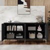 NicBex Buffet Cabinet with 4 Doors and Handleless Press-to-Open Design,Modern Sideboard Cabinet with Metal Legs,Storage Cabinet for Living Room,Black - 2 of 4