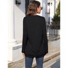 Women's Long Sleeve Tunic Tops - Plus Size Square Neck T-Shirt with Solid Color and Fall Lace Blouse,Black - XL - 2 of 4