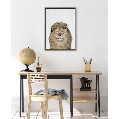 Lion Color Print on Canvas with Polystyrene Frame
