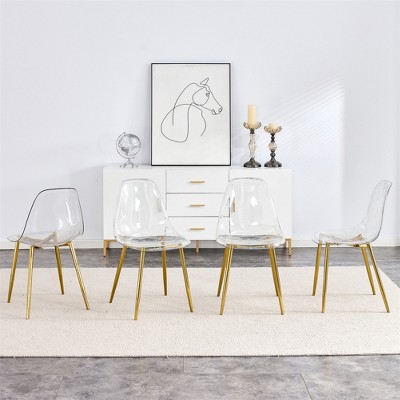 Dining Chairs Set of 4,Armless Crystal Chair with Metal Legs, Nordic Creative Makeup Stool Chair Set