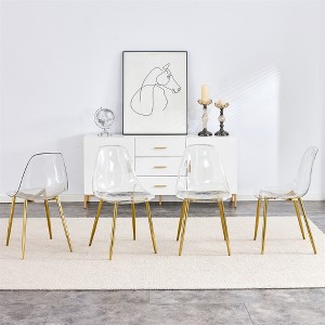 Dining Chairs Set of 4,Armless Crystal Chair with Metal Legs, Nordic Creative Makeup Stool Chair Set - 1 of 4