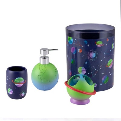 Starry Night Blue Plastic Kids' Wastebasket