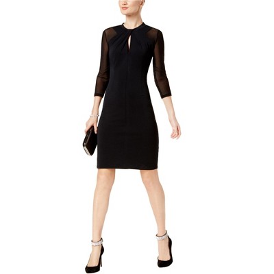 I.N.C International Concepts Womens Illusion-Sleeve Bodycon Dress, Black, X-Small