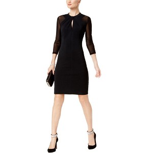 I.N.C International Concepts Womens Illusion-Sleeve Bodycon Dress, Black, X-Small - 1 of 1
