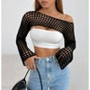 Women's Round Neck Crochet Knit Shrug Stylish Cropped Top Cardigan for Casual Layering - 2 of 3