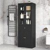 TiramisuBest Tall Bathroom Storage Cabinet, Cabinet with Four Doors and Drawers, Adjustable Shelf, MDF Board, Black - 3 of 4