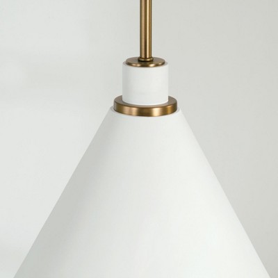 Bradley 15" Aged Brass and White Metal Pendant Light