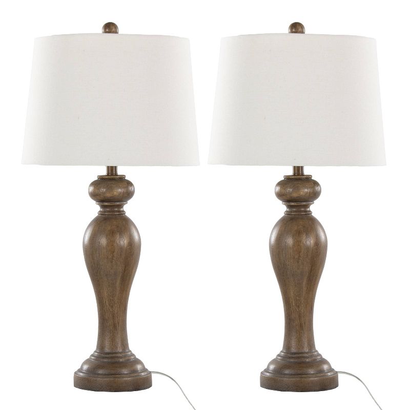 LumiSource (Set of 2) Peppa 31&#34; Contemporary Polyresin Table Lamps Opal Gray Polyresin with Off-White Linen Shade from Grandview Gallery, 1 of 8