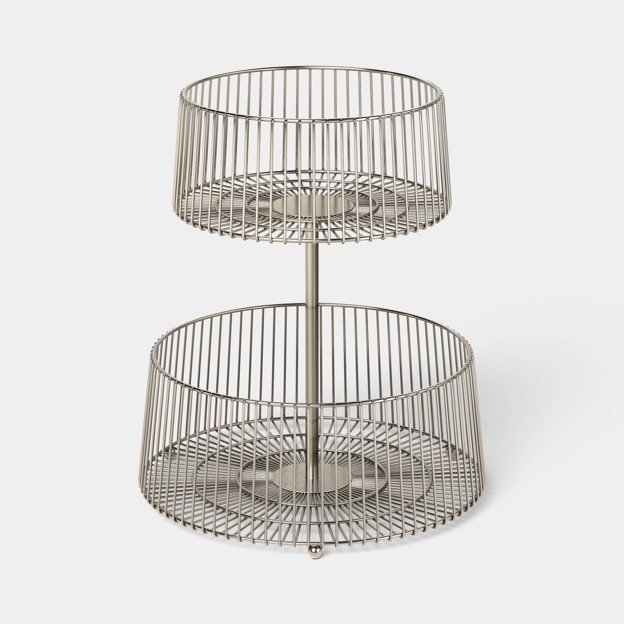 Value Wire Silver 2 Tier Basket Silver - Room Essentials™