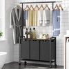 Laundry Sorter Section With Extendable Hanging Bar, Heavy Duty Laundry Basket With Rolling Lockable Wheels And Shelf, Laundry Room Organization - 3 of 4