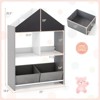 Infans Kids Dollhouse Bookshelf w/ Writable Chalkboard  Whiteboard 4 Top Compartments - 2 of 4