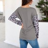 Anna-Kaci Women's Ribbed Knit Top with Leopard Print Contrast and V-Cut Design - 2 of 4