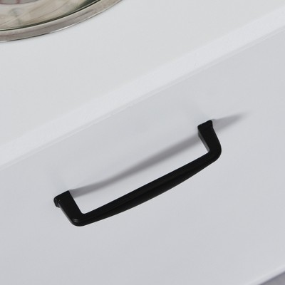 White Elevated Pet Feeding Station with Stainless Steel Bowls