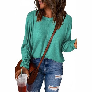 Women's Oversized Solid Pullover Sweatshirt - Shewin L - 1 of 2