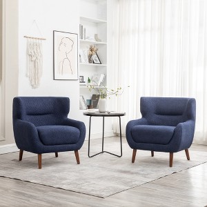 DYHOME Tufted Accent Chair, Wingback Upholstered Armchair for Living Room, Bedroom, Set of 2 - 1 of 4