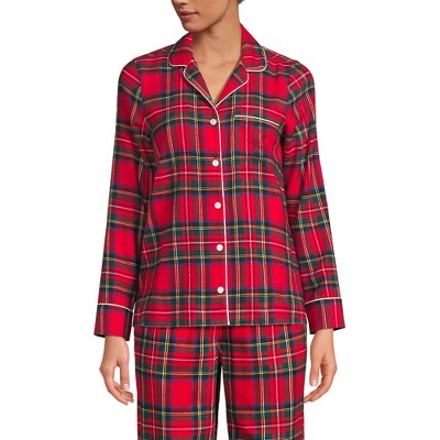 Lands' End Women's Tall Pajama Set Knit Long Sleeve T-shirt And Flannel  Pants - X Large Tall - Rich Red Multi Tartan : Target